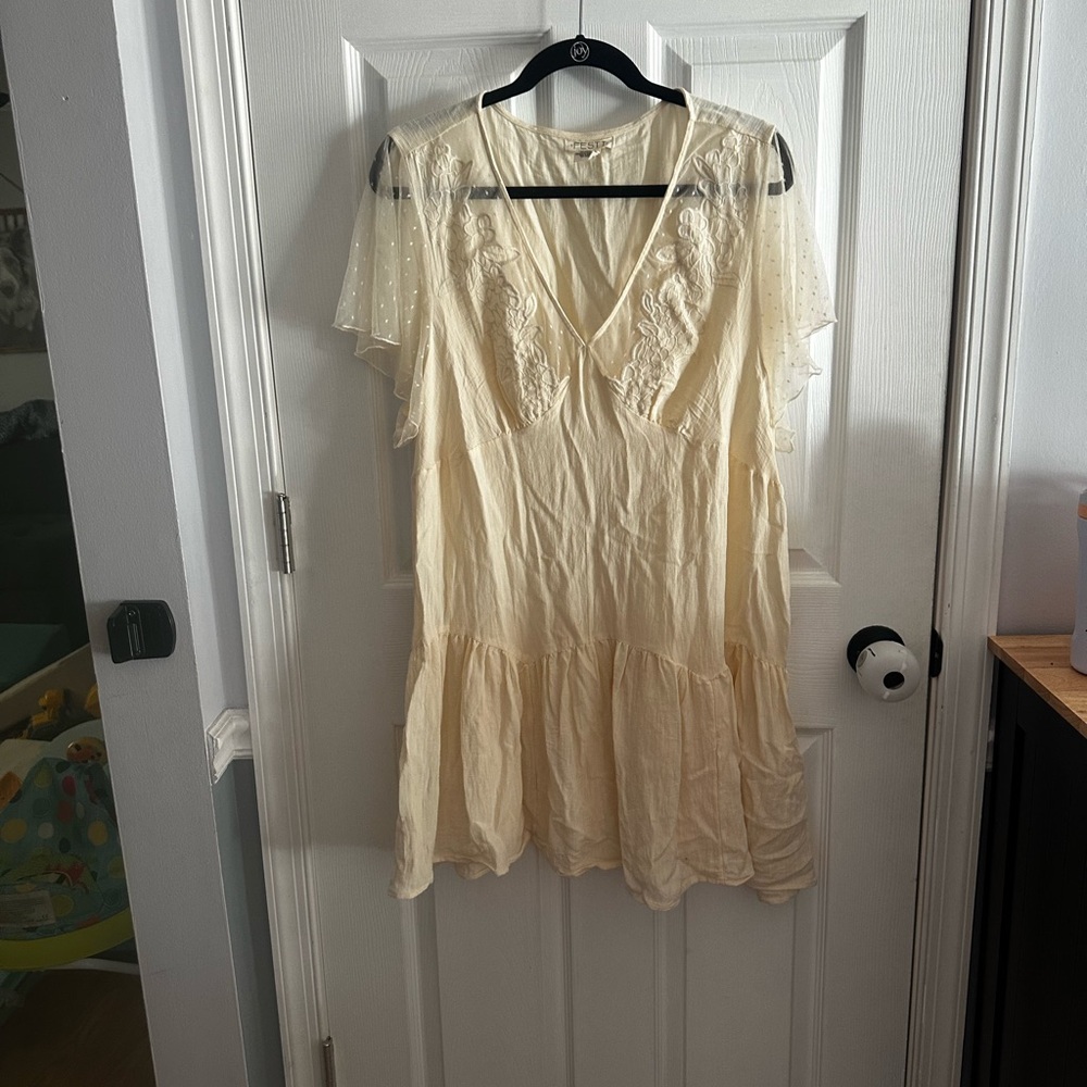 Torrid Cream Wedding Dress with Sheer Sleeves
